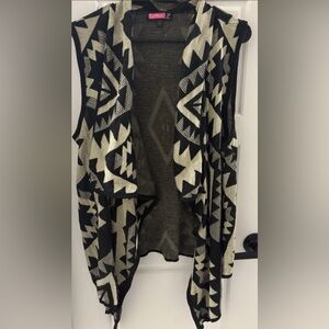 Say What? Black and Cream Geometric Aztec Sweater Size XL